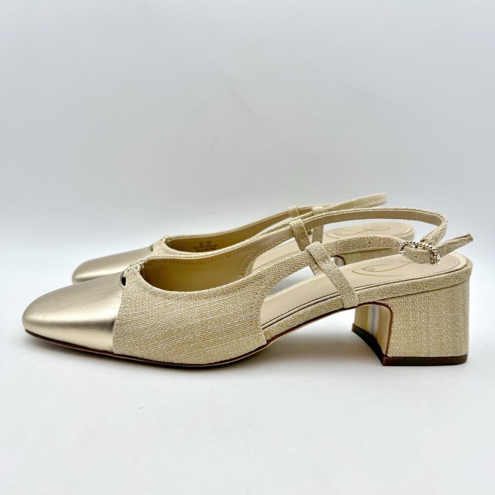 Sam Edelman Metallic Gold Slingback Block Heel - Picture 8 of 14